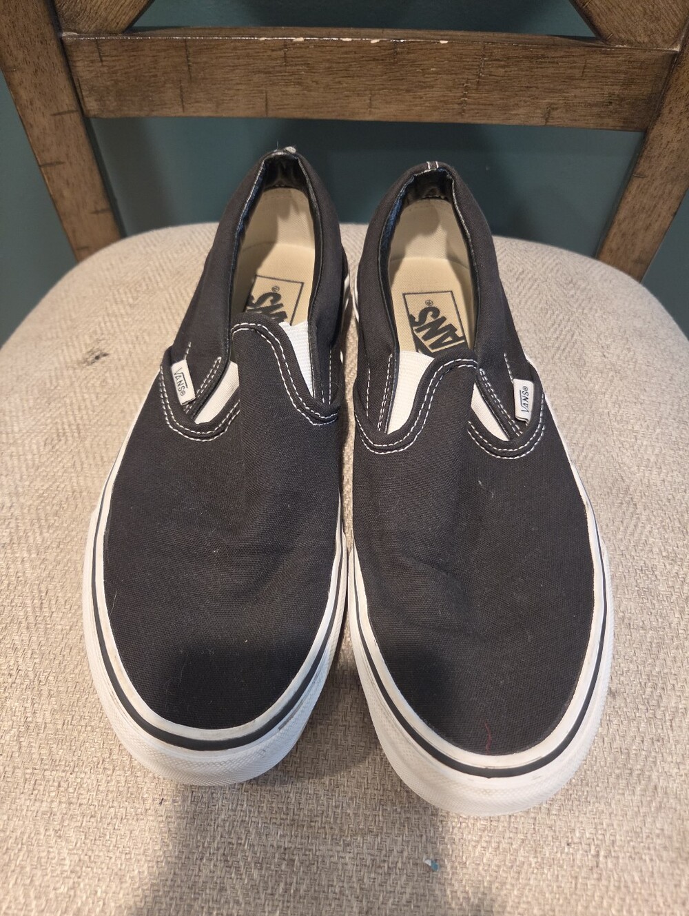 Vans Black Canvas Slip-On Loafers - Size 6.5
